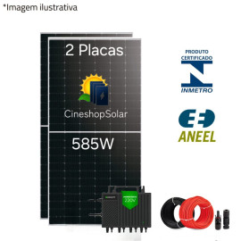 Gerador Solar ate 187kWh/m de 1.17kWp  Micro Growatt 2KW - 02 Placas 585W