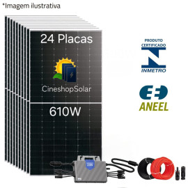Gerador Solar ate 1.960kWh/m de 14,64kWp Micro Tsun 2250K - 24 Placas 610W 
