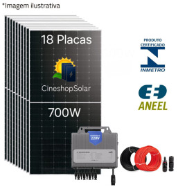 Gerador Solar ate 1.840kWh/m de 12,60kWp Micro Tsun 3K -18 Placas 700W 